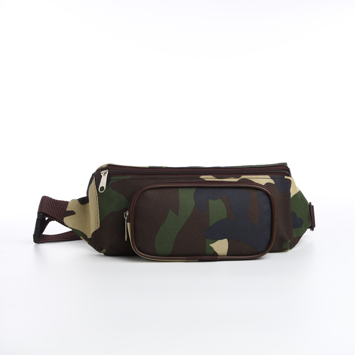 Поясная сумка на молнии, наружный карман, цвет хаки/камуфляж Поясная сумка на молнии, наружный карман, цвет хаки/камуфляж