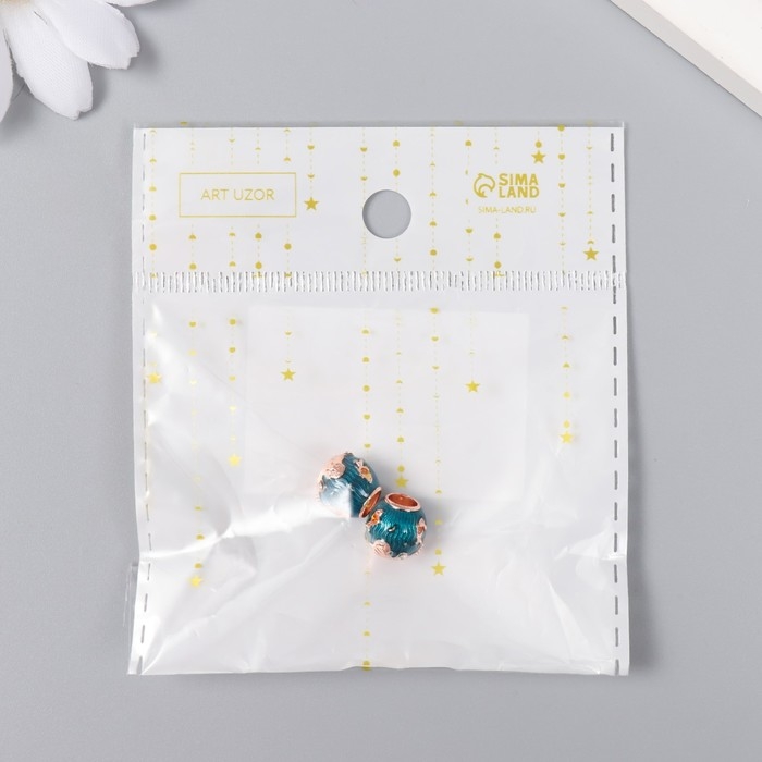 Бусина для творчества металл Бусина для творчества металл "Рыбка в море" золото, эмаль, стразы 0,9х1 см