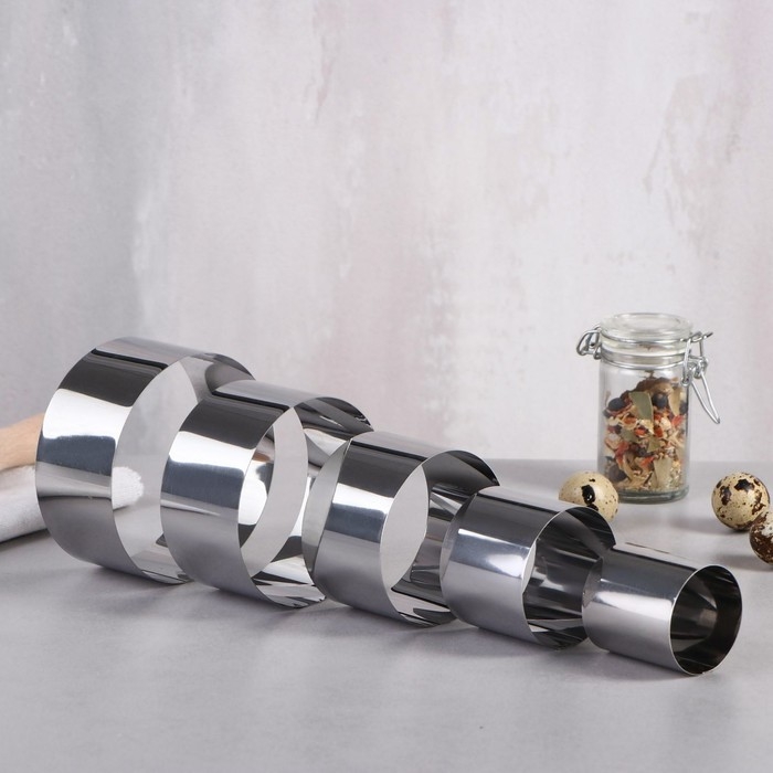 Набор форм для выпечки и выкладки «Круг», d-10, h-5 см, 5 шт Набор форм для выпечки и выкладки «Круг», d-10, h-5 см, 5 шт