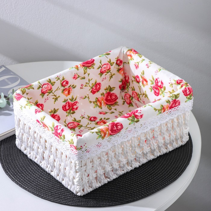 Корзина для хранения плетёная ручной работы Доляна «Лето», 26×20×11 см, цвет белый Корзина для хранения плетёная ручной работы Доляна «Лето», 26×20×11 см, цвет белый