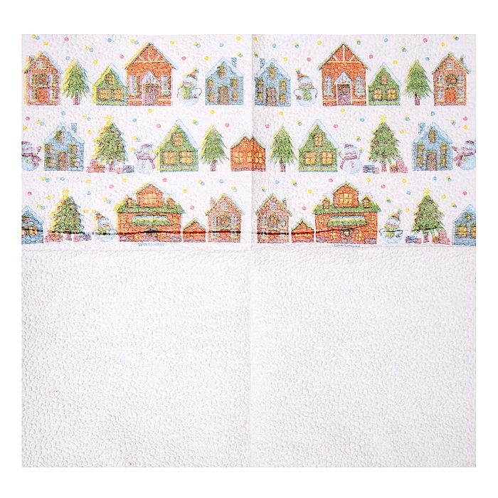 Салфетки новогодние бумажные &laquo;С Новым годом: домики&raquo;, однослойные, 24х24 см, 20 шт.