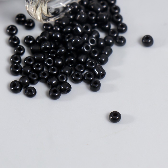 Бисер круглый 12/0 в бутылочке  Бисер круглый 12/0 в бутылочке "Чёрная ночь" 20 гр