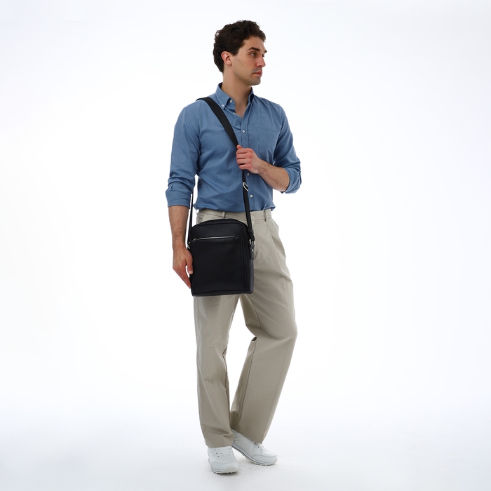 Сумка мужская через плечо TEXTURA, искусственная кожа, цвет чёрный Сумка мужская через плечо TEXTURA, искусственная кожа, цвет чёрный