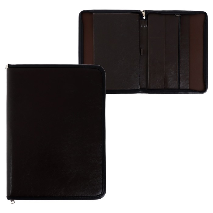 Папка деловая, искусственная кожа, для бумаг, 360 х 260 х 30 мм, 6Д04 Папка деловая, искусственная кожа, для бумаг, 360 х 260 х 30 мм, 6Д04 "Люкс" коричневая