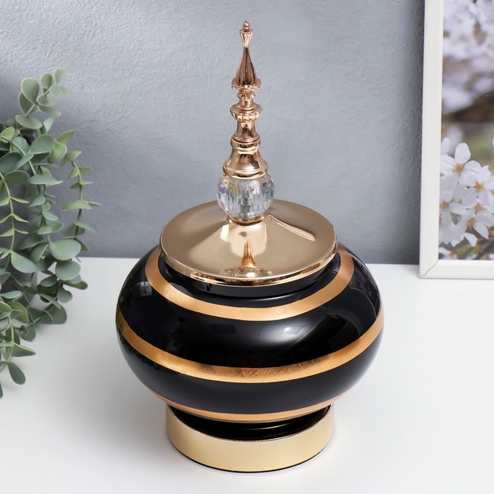 Сувенир интерьерный металл, стекло  Сувенир интерьерный металл, стекло "Мираж" золото с чёрным 32х16,5х16,5 см