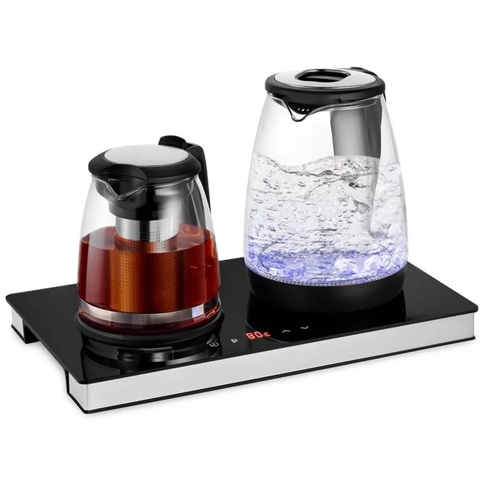 Чайный набор Kitfort КТ-6181, стекло, 2/1.2 л, 1500 Вт, чёрный Чайный набор Kitfort КТ-6181, стекло, 2/1.2 л, 1500 Вт, чёрный