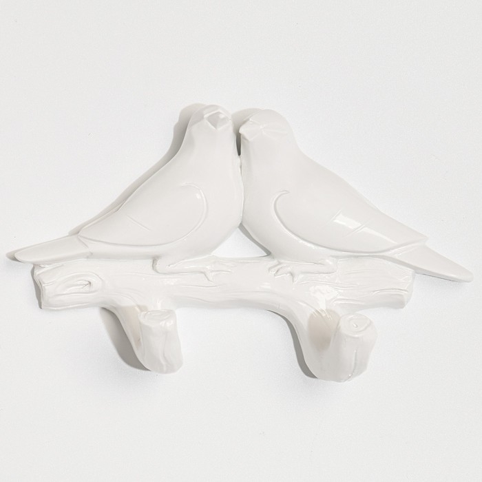 Декор настенный-вешалка Декор настенный-вешалка "Голубки", 10,5 x 7 см, белый