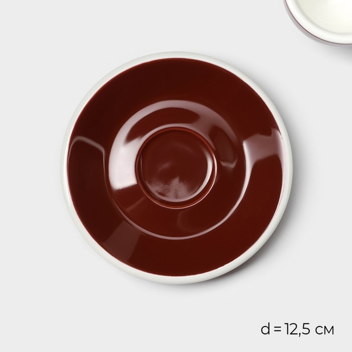 Кофейная пара фарфоровая Magistro Coffee time, 2 предмета: чашка 80 мл, блюдце d=12,5 см, цвет коричневый Кофейная пара фарфоровая Magistro Coffee time, 2 предмета: чашка 80 мл, блюдце d=12,5 см, цвет коричневый