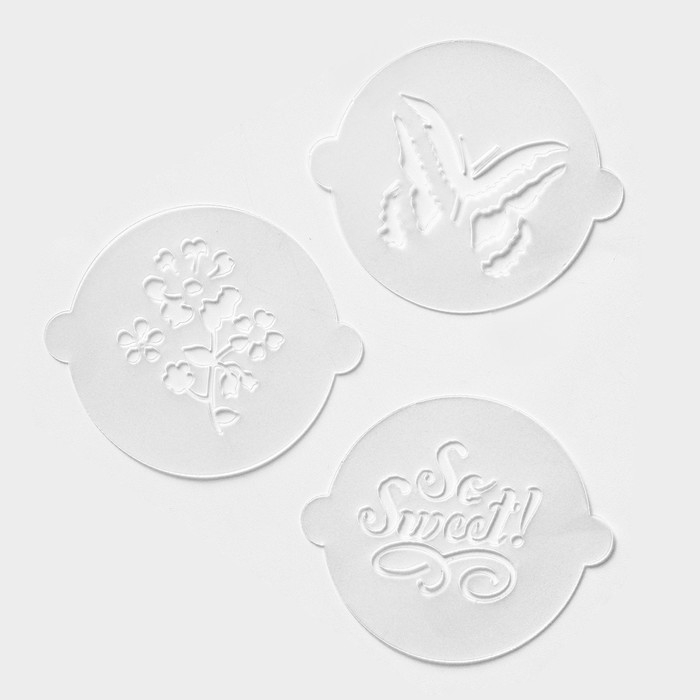 Набор кондитерских трафаретов для украшения выпечки «Букет», 8 шт: 2 шт d=20 см, 6 шт d=8 см