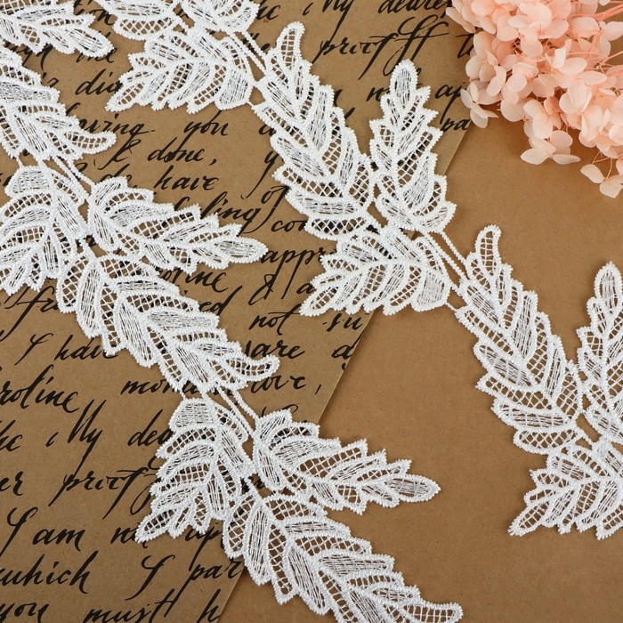 Кружево гипюровое, 100 мм × 6,8 ± 0,5 м, цвет белый Кружево гипюровое, 100 мм × 6,8 ± 0,5 м, цвет белый