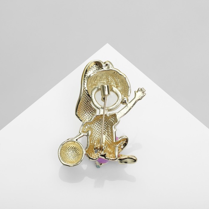 Брошь «Девочка» спортсменка, цветная в золоте Брошь «Девочка» спортсменка, цветная в золоте