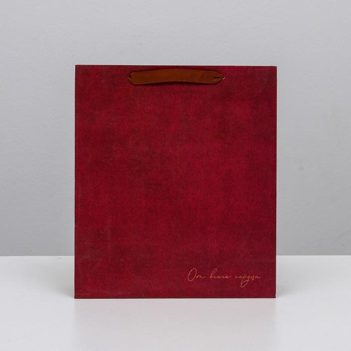 Пакет подарочный ламинированный вертикальный, упаковка, &laquo;От всего сердца&raquo;, M 25.5 х 30 х 9 см