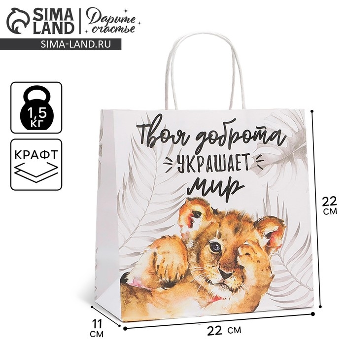 Пакет подарочный, упаковка, «Доброта», 22 х 22 х 11 см Пакет подарочный, упаковка, «Доброта», 22 х 22 х 11 см