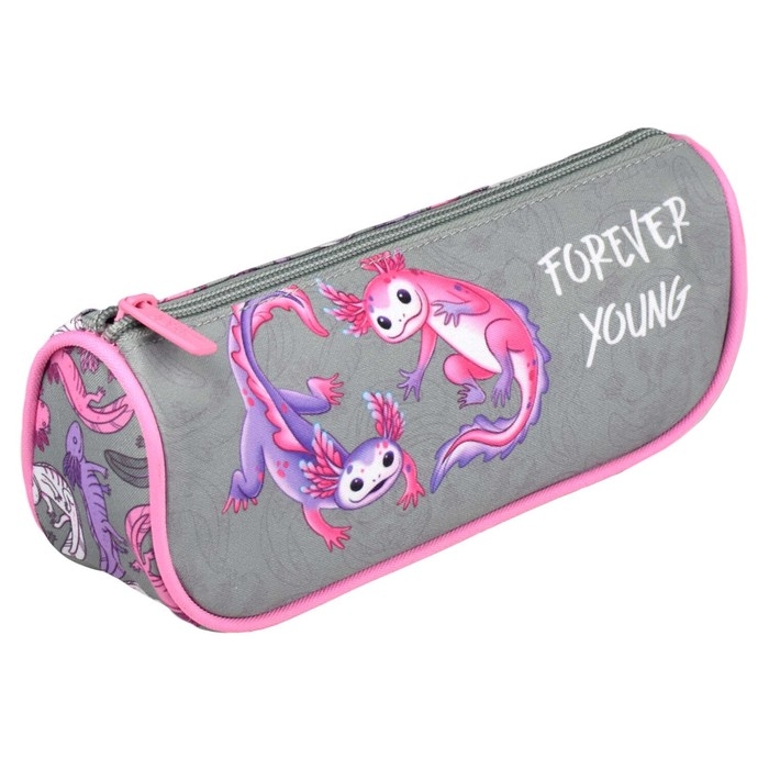 Пенал мягкий, 1 отделение, 95 х 200 х 45 мм, объёмный, Феникс Пенал мягкий, 1 отделение, 95 х 200 х 45 мм, объёмный, Феникс "Парочка аксолотлей" серый/розовый 64180