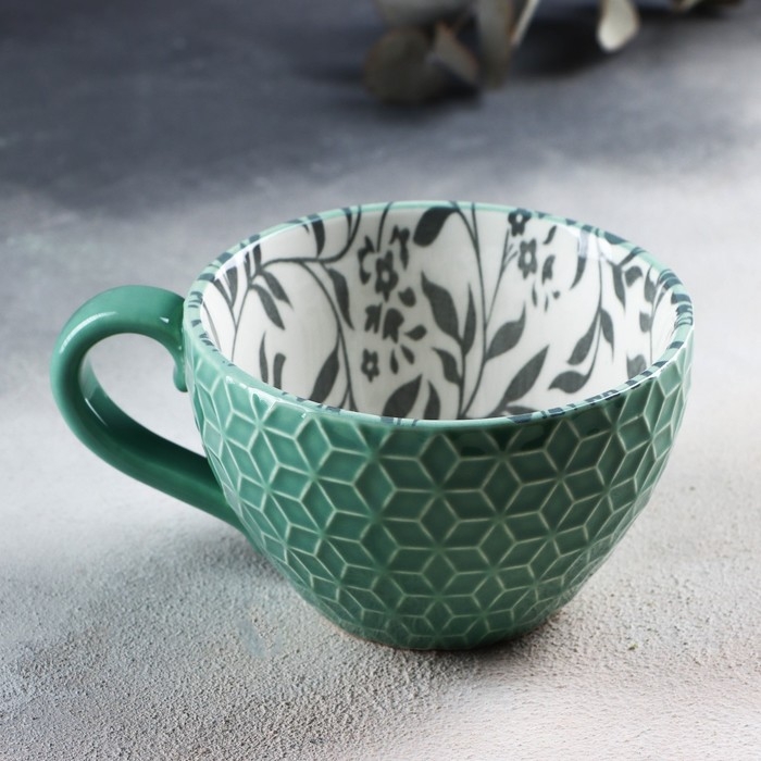 Кружка керамическая «Листья», 290 мл, цвет зелёный Кружка керамическая «Листья», 290 мл, цвет зелёный