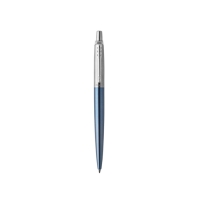 Ручка шариковая Parker Jotter Core Waterloo Blue CT M, корпус из нержавеющей стали, голубой глянцевый/ хром, синие чернила