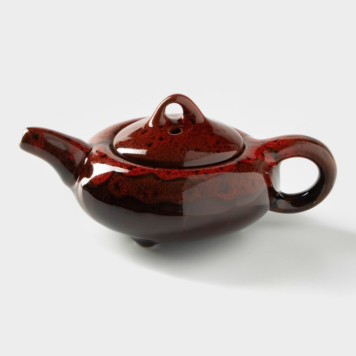 Набор для чайной церемонии керамический «Лунное озеро», 7 предметов: 6 пиал 50 мл, чайник 150 мл, цвет красный