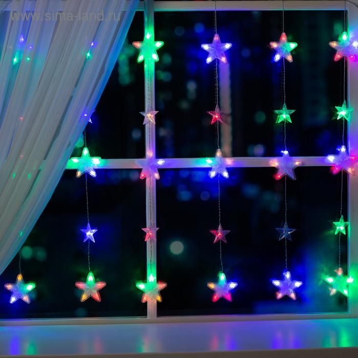 Гирлянда «Бахрома» 2.4 × 0.9 м с насадками «Звёздочки», IP20, прозрачная нить, 186 LED, свечение мульти, 8 режимов, 220 В Гирлянда «Бахрома» 2.4 × 0.9 м с насадками «Звёздочки», IP20, прозрачная нить, 186 LED, свечение мульти, 8 режимов, 220 В