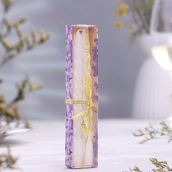 Набор свечей витых, 1,5х15 см, 2 штуки, аромат жасмин Набор свечей витых, 1,5х15 см, 2 штуки, аромат жасмин