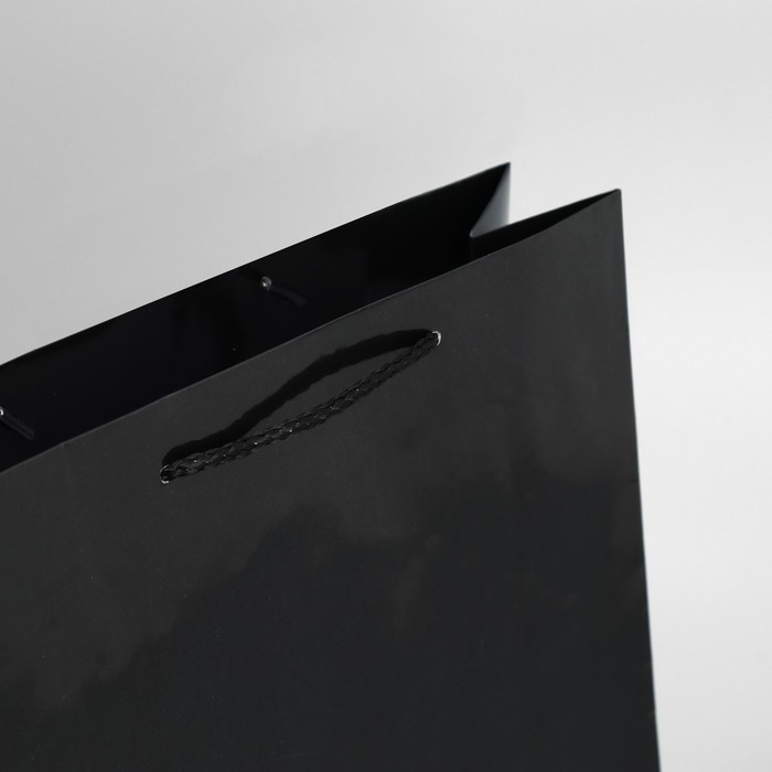 Пакет подарочный ламинированный, упаковка, Black, M 24 х 29 х 9 см