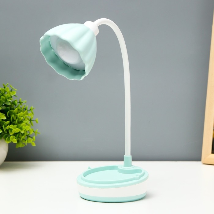 Настольная лампа Настольная лампа "Лайни" LED 2Вт USB АКБ зёлёный 10,5x10,5x37 см RISALUX