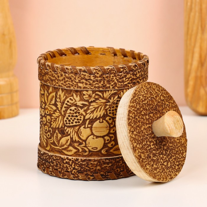 Туес для специй «Ягоды», специи, 8х8х9 см, береста Туес для специй «Ягоды», специи, 8х8х9 см, береста