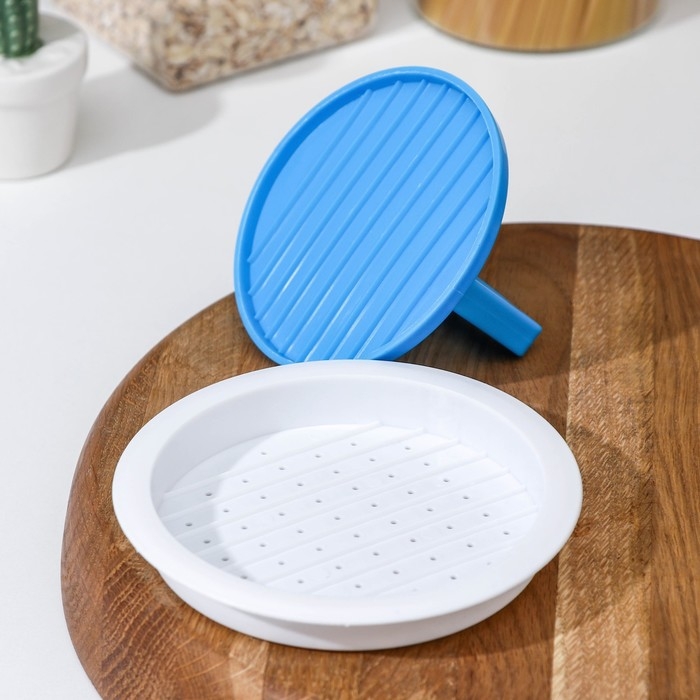 Пресс для бургеров Доляна «Шеф», 13×5,5 см, цвет синий Пресс для бургеров Доляна «Шеф», 13×5,5 см, цвет синий