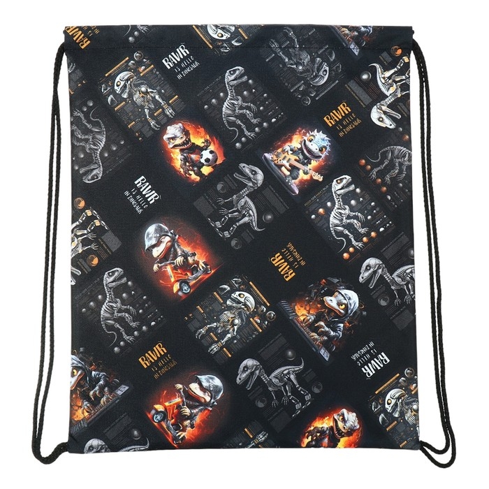 Мешок для обуви 435 х 360 мм, Stavia (плотность 600D с водоотталкивающей ПУ-пропиткой) "Динозавр"