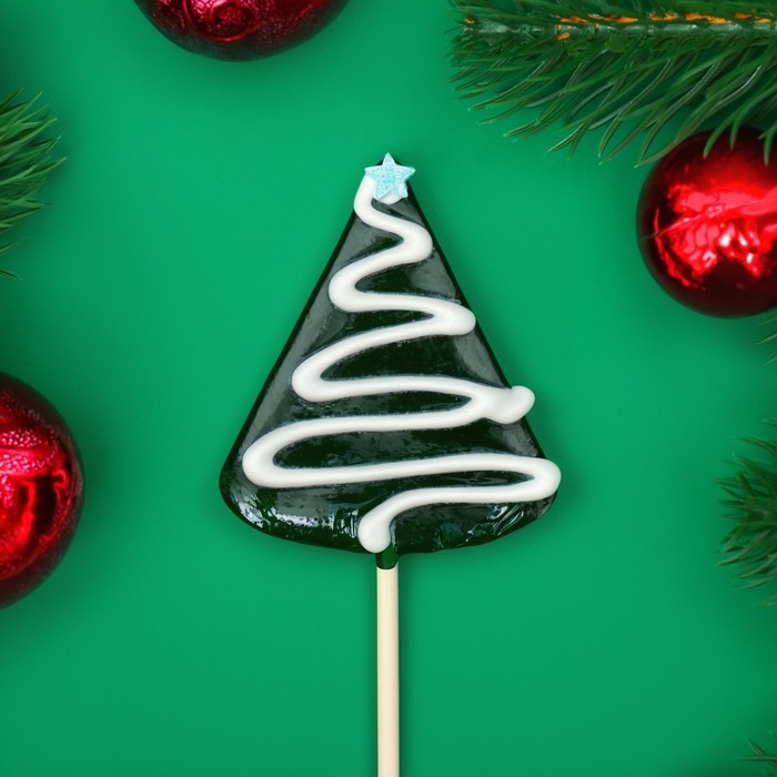 Новый год. Карамель леденцовая «Ёлка» с росписью, 25 г Новый год. Карамель леденцовая «Ёлка» с росписью, 25 г