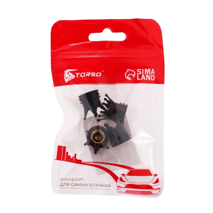 Колпачок на вентиль, TORSO, корона, набор 4 шт Колпачок на вентиль, TORSO, корона, набор 4 шт