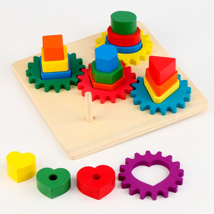 Деревянная пирамидка «Шестерёнка» 23,5 × 23,5 × 8 см Деревянная пирамидка «Шестерёнка» 23,5 × 23,5 × 8 см