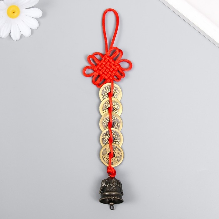 Колокольчик металл  Колокольчик металл "Головы слонов" 5 монет, 1 колокол 14,5х2,5 см