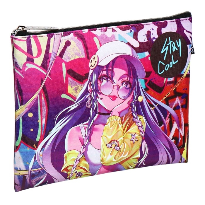 Папка для тетрадей А5, 245 х 200 х 10 мм, молния сверху, кож.зам, de VENTE Stay Cool, для девочек Папка для тетрадей А5, 245 х 200 х 10 мм, молния сверху, кож.зам, de VENTE Stay Cool, для девочек