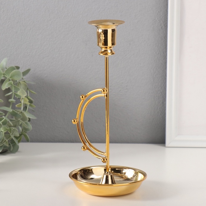 Подсвечник металл на 1 свечу Подсвечник металл на 1 свечу "Шарики на дуге" d-2 см 10,5х10,5х23 см