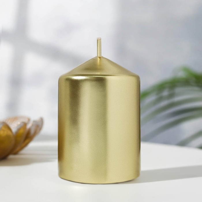 Свеча "Столбик", золотая, 5,5&times;8см