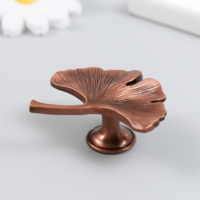 Ручка для шкатулки металл Ручка для шкатулки металл "Лист веер" состаренная медь 5х5,4 см