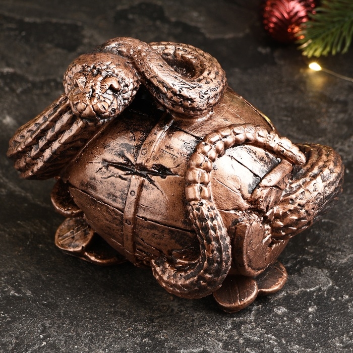 Копилка Копилка "Змея с бочкой" малая медь, 14х19х12см