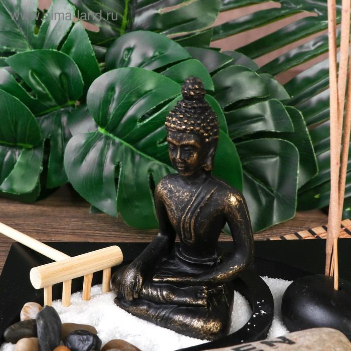 Сад камней Дзен  Сад камней Дзен "Будда инь-ян" песок+камни+аромапалочка 10х15х15 см