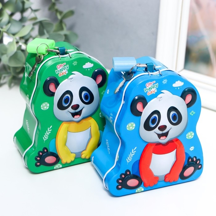 Копилка металл Копилка металл "Маленькая панда" с замком и ключами МИКС 10х5х8,5 см