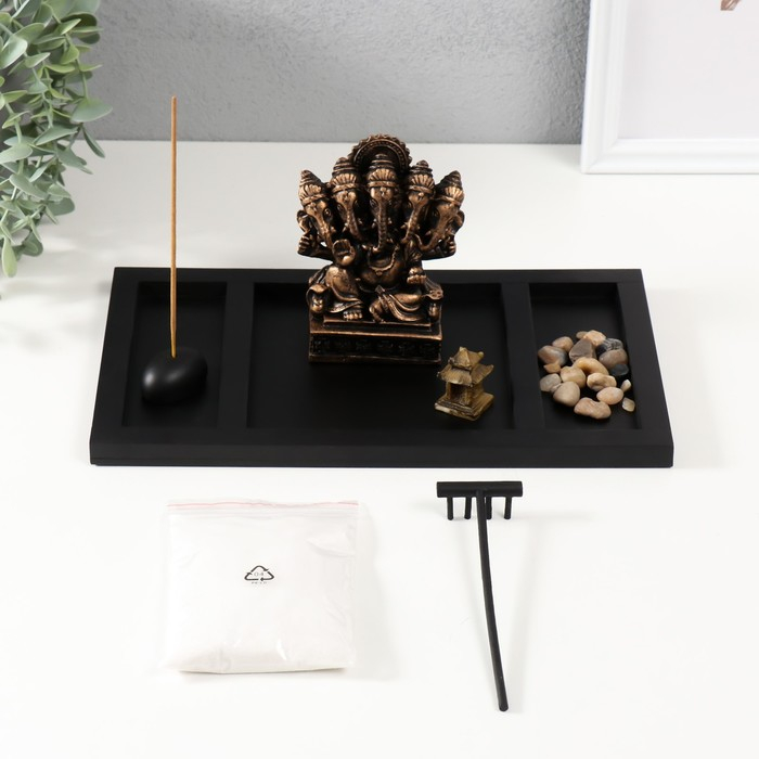 Сад камней Дзен 2*28*16,5 см  Сад камней Дзен 2*28*16,5 см "Ганеша пятиголовый", черный