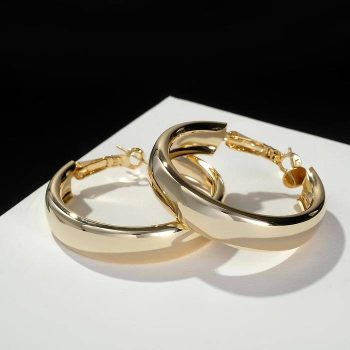 Серьги-кольца «Каньон» утолщённая линия, d=2,5, цвет золото Серьги-кольца «Каньон» утолщённая линия, d=2,5, цвет золото