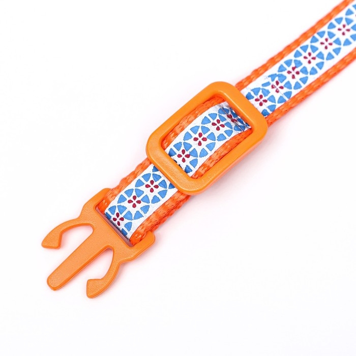 Ошейник с декоративной светоотражающей полосой, имитация нейлона, 30 х 1 см, оранжевый Ошейник с декоративной светоотражающей полосой, имитация нейлона, 30 х 1 см, оранжевый