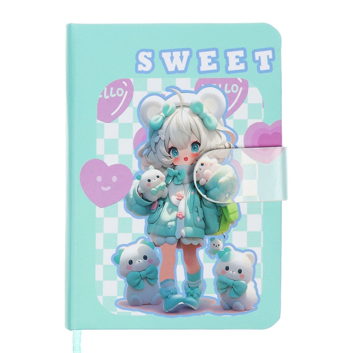 Записная книжка подарочная 96л,линия, с хлястиком, срез с рисунком обложки, Аниме (12,9х9см) 10539 Записная книжка подарочная 96л,линия, с хлястиком, срез с рисунком обложки, Аниме (12,9х9см) 10539