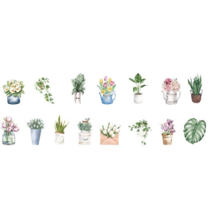 Наклейка бумага Наклейка бумага "Домашние цветы" 1,2 - 2,5 см 100 шт в рулоне 11х8 см