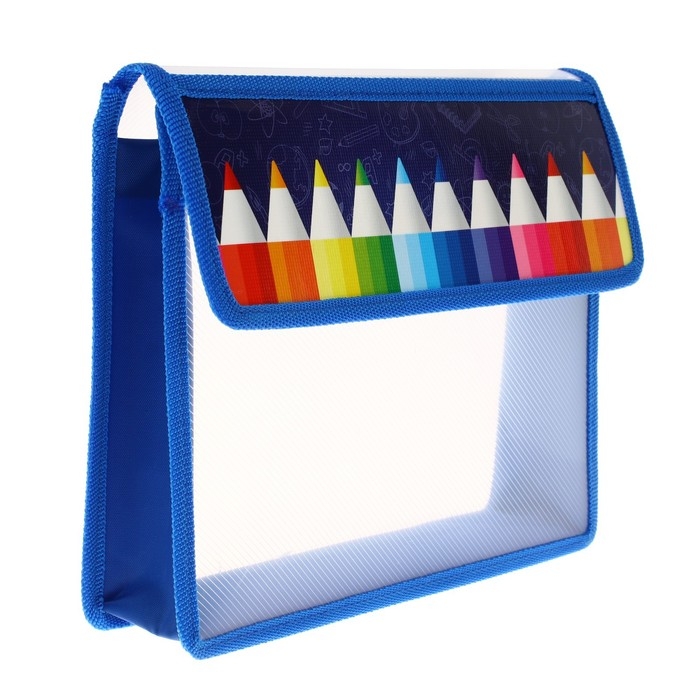 Папка для тетрадей А5 (230 х 190 х 50 мм), с клапаном на липучке, пластик/текстиль, Calligrata, Папка для тетрадей А5 (230 х 190 х 50 мм), с клапаном на липучке, пластик/текстиль, Calligrata, "Карандаши"