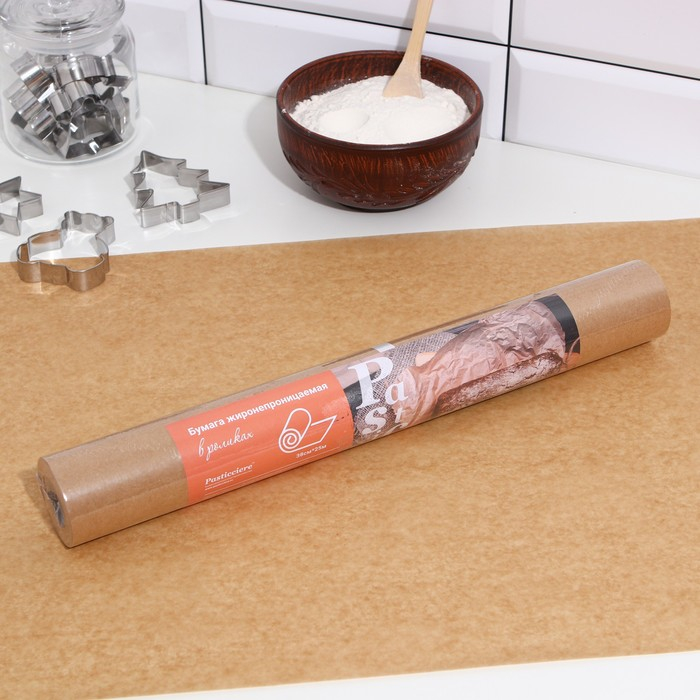 Пергамент силиконизированный, коричневый, жиростойкий, 38 см х 25 м Пергамент силиконизированный, коричневый, жиростойкий, 38 см х 25 м