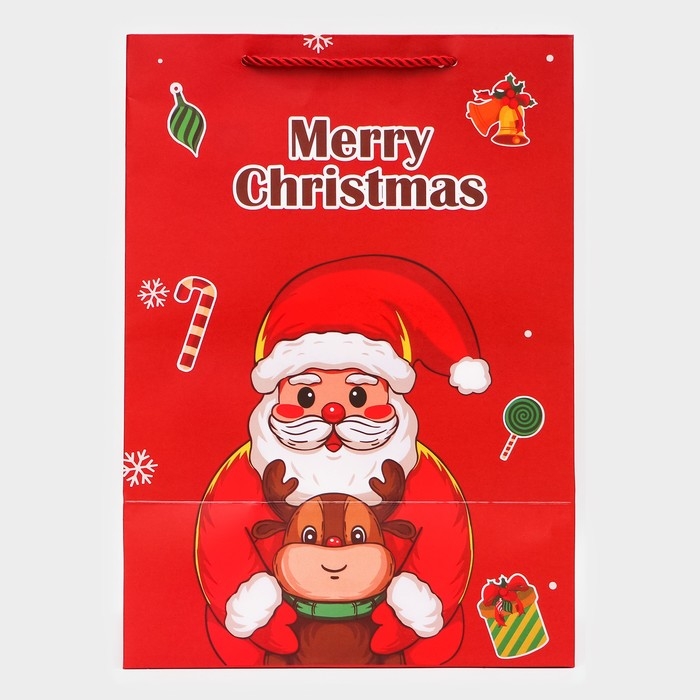 Пакет подарочный новогодний с окном Пакет подарочный новогодний с окном"Дед мороз", 25 х 35 х 18 см.