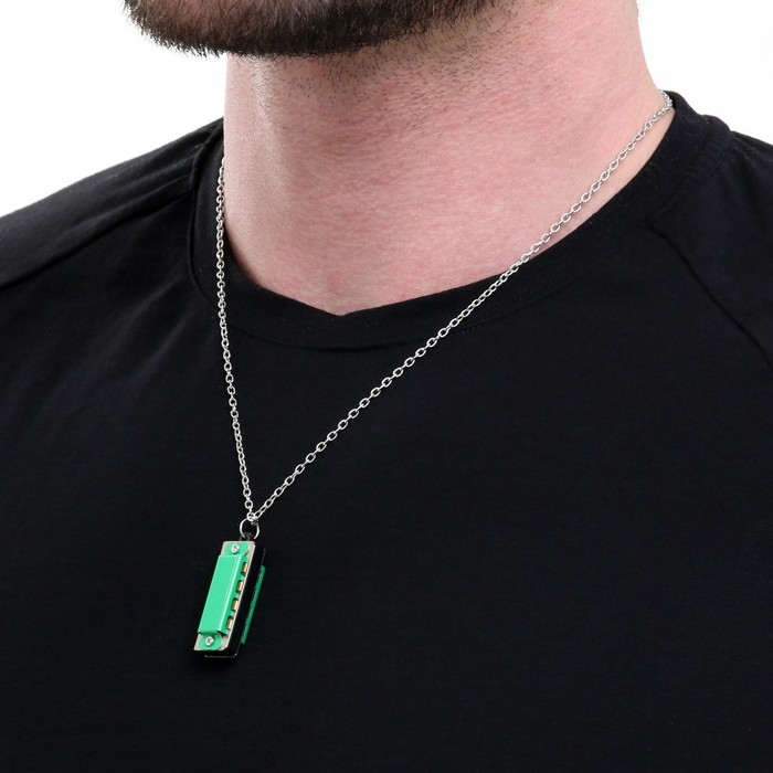 Губная гармошка Music Life  4 отверстия, 8 тонов, 3,5х1,5х1см, цепь 28см, зеленая Губная гармошка Music Life  4 отверстия, 8 тонов, 3,5х1,5х1см, цепь 28см, зеленая