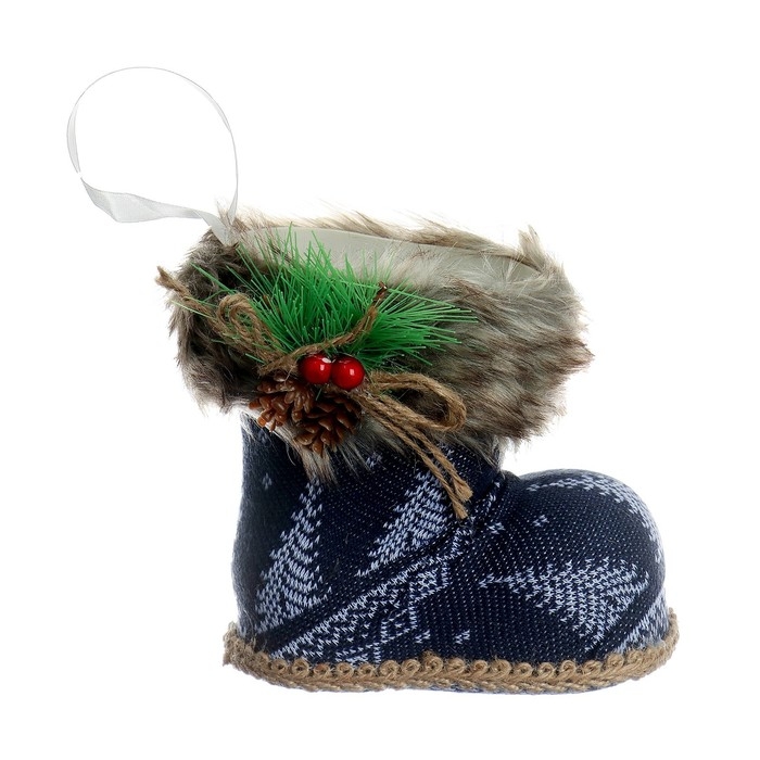 Конфетница «Сапожок», ёлки, цвет синий Конфетница «Сапожок», ёлки, цвет синий