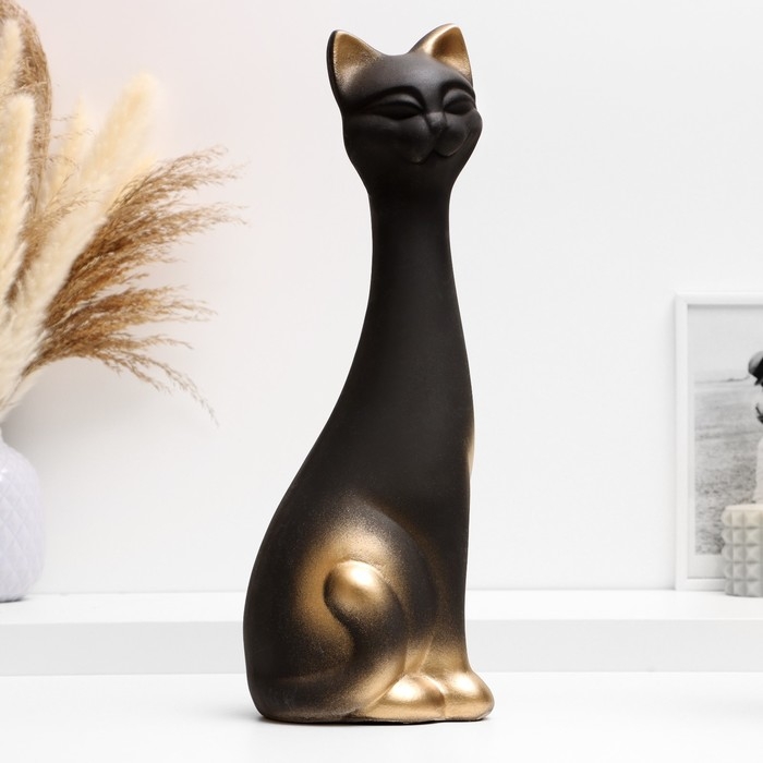 Фигура  Фигура "Кот" черная в золоте, 14х40х15см